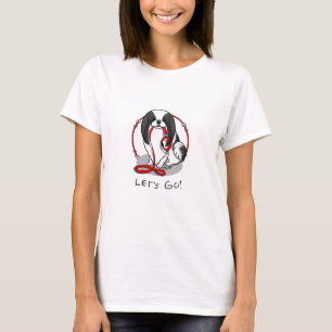 Cute Let's Go! Japanese Chin Dog (black & white 1) T-Shirt