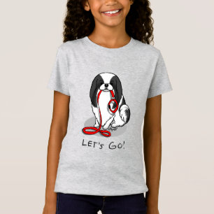 Cute Let's Go! Japanese Chin Dog (black & white 1) T-Shirt