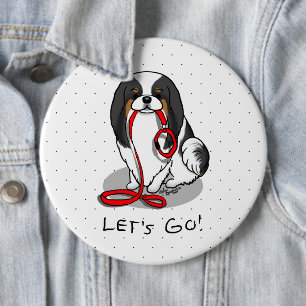 Cute Let's Go! Japanese Chin Dog (tri-color 1) 6 Cm Round Badge