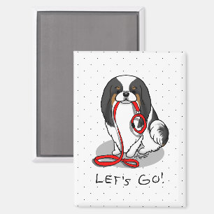 Cute Let's Go! Japanese Chin Dog (tri-color 1) Magnet