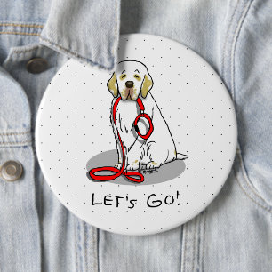 Cute Let's Go! Walk Clumber Spaniel Dog (lemon 1) 6 Cm Round Badge