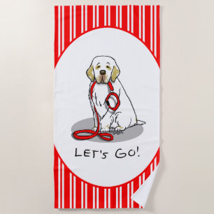 Cute Let's Go! Walk Clumber Spaniel Dog (lemon 1) Beach Towel