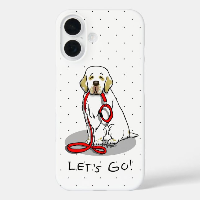 Cute Let's Go! Walk Clumber Spaniel Dog (lemon 1) Case-Mate iPhone Case (Back)
