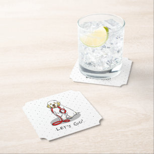 Cute Let's Go! Walk Clumber Spaniel Dog (lemon 1) Paper Coaster