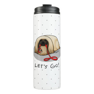 Cute Let's Go! Walk Pekingese Dog (brown masked) Thermal Tumbler