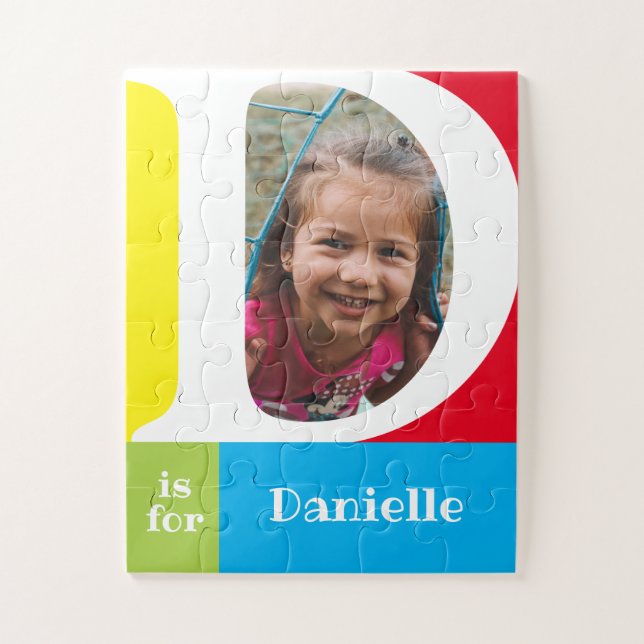 Cute Letter D Kids Photo and Name Jigsaw Puzzle (Vertical)