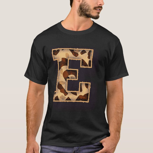 Cute Letter E Initial Name Leopard Cheetah Animal  T-Shirt (Front)