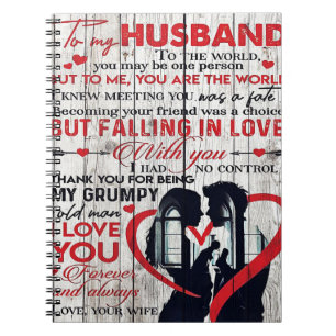 Cute Letter for Husband   To My Husband Present Notebook