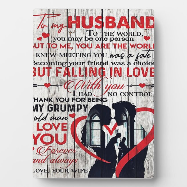 Cute Letter for Husband | To My Husband Present Plaque (Front)