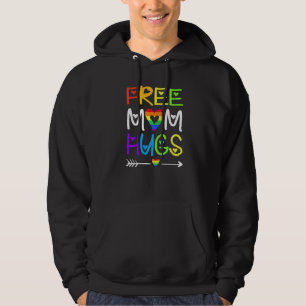 Cute Letter Free Mum Hugs Rainbow Heart Lgbt Pride Hoodie