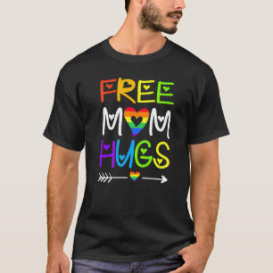 Cute Letter Free Mum Hugs Rainbow Heart Lgbt Pride T-Shirt