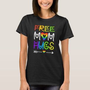 Cute Letter Free Mum Hugs Rainbow Heart Lgbt Pride T-Shirt