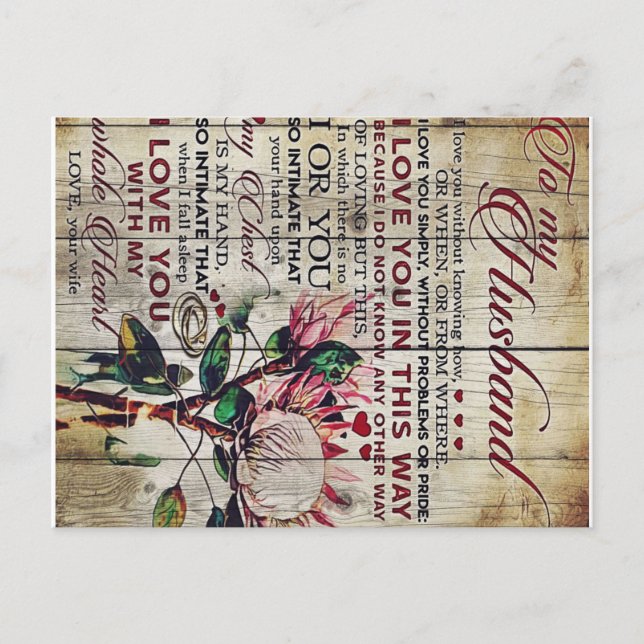 Cute Letter To Husband | Lovely Gift | Father Day Announcement Postcard (Front)