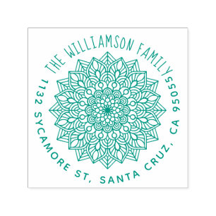 Cute Lettering Family Name Mandala Return Address Self-inking Stamp