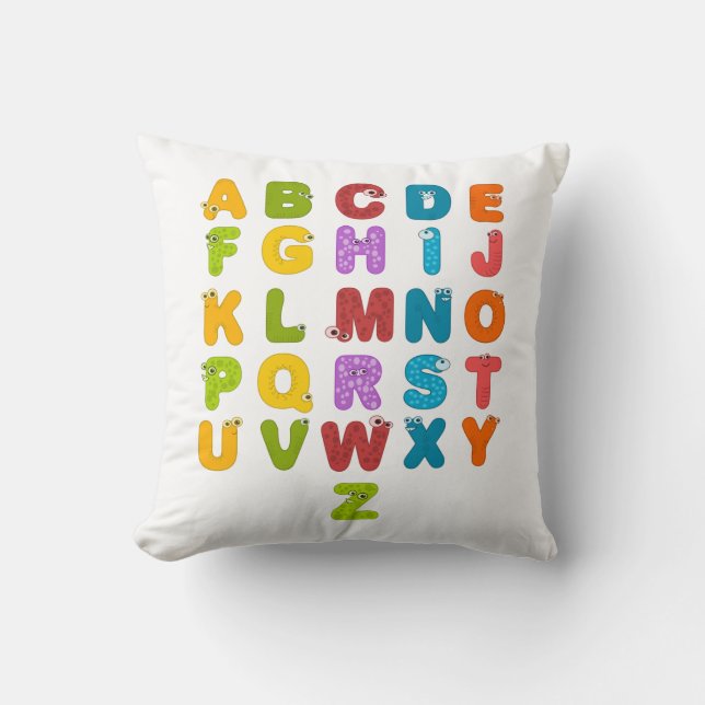 Cute Letters Funny Learning Alphabet Rainbow Colou Cushion (Front)