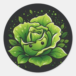Cute Lettuce Vegetable Classic Round Sticker