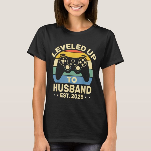 Cute Leveled Up Husband 2025 Funny T-Shirt (Front)