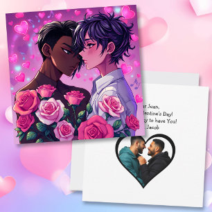 Cute LGBT+ Anime Personalised Valentine's Day Card