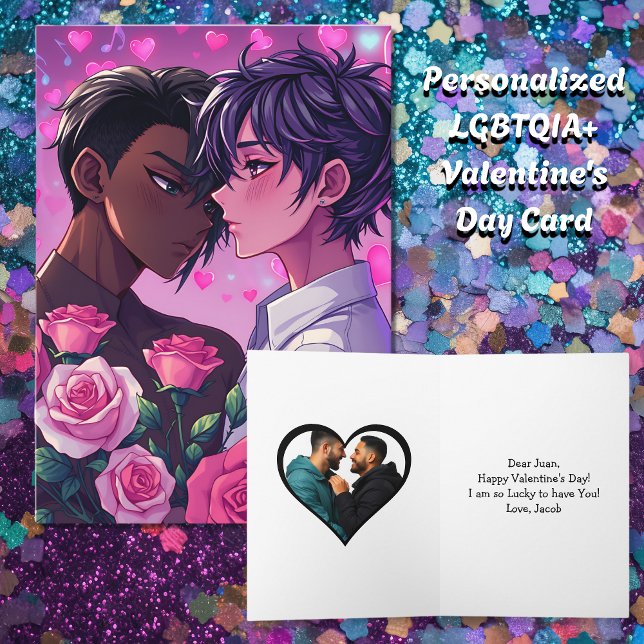 Cute LGBT+ Anime Personalised Valentine's Day Card (Creator Uploaded)