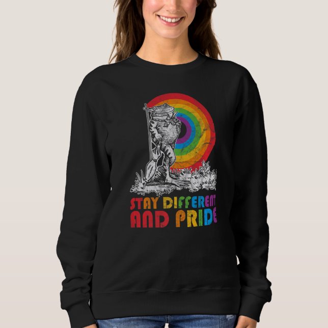 Cute Lgbt Pride Frog Stay Different And Pride Sweatshirt (Front)