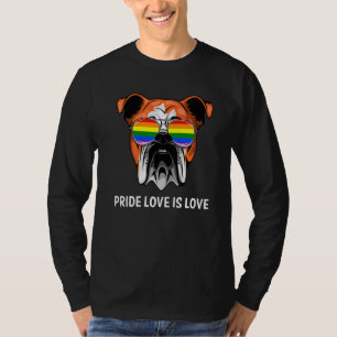 Cute Lgbt Pride Love Is Love English Bulldog Dog P T-Shirt