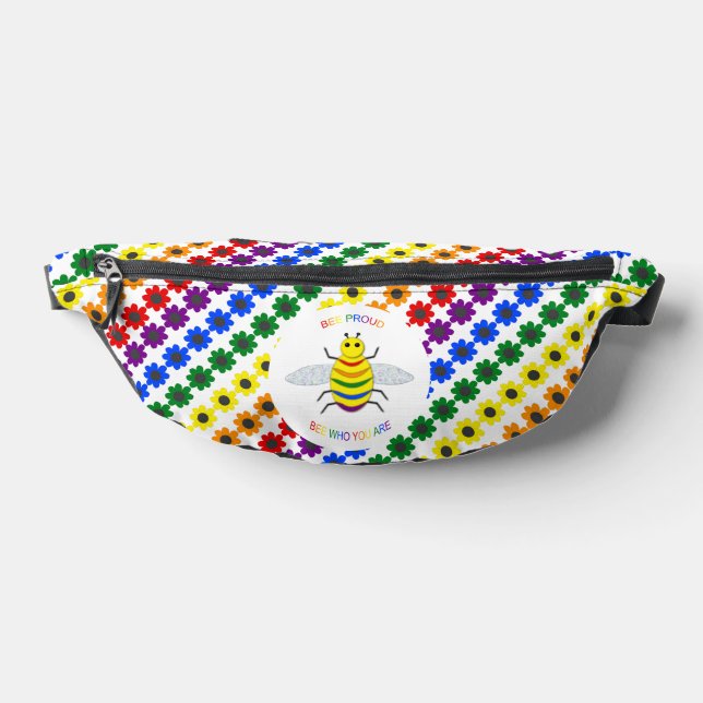 Cute LGBT Proud Rainbow Bee and Flowers Bum Bags (Lay Down)