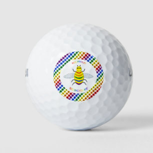 Cute LGBT Proud Rainbow Bee and Flowers Golf Balls