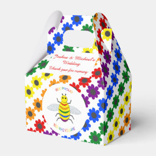 Cute LGBT Proud Rainbow Bee and Flowers Wedding Favour Box
