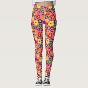 Cute LGBT Rainbow Flower Pattern-Pink Leggings