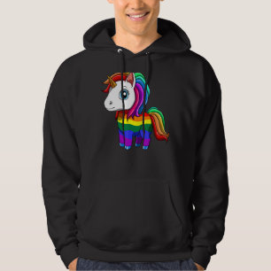 Cute Lgbtq Gay Lesbian Unicorn Rainbow Flag Hoodie
