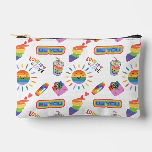 Cute LGBTQ+ Pride Accessories Makeup Bag (Front)