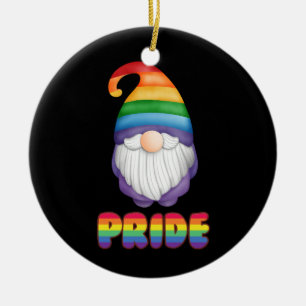 Cute LGBTQ Pride Colourful Rainbow Custom Text Ceramic Tree Decoration