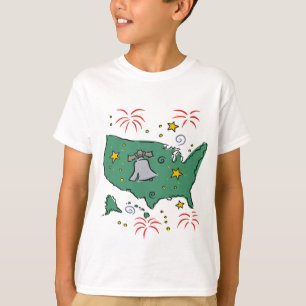 Cute Liberty Bell and Fireworks Kids Tees