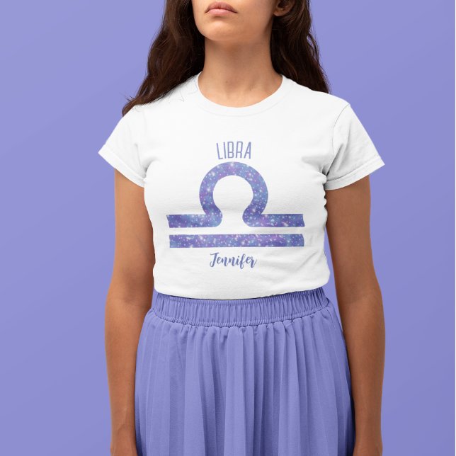 Cute Libra Astrology Sign Custom Purple Women's T-Shirt (Creator Uploaded)