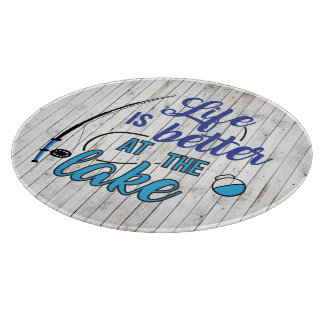 Cute life better lake faux wood cutting board