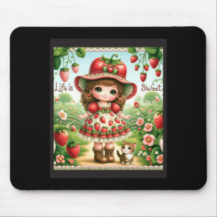 Cute Life Is Sweet Strawberry Cake Vintage Berry Mouse Pad