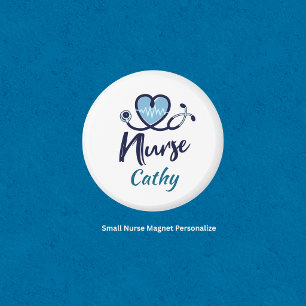 Cute Life Line Nurse Blue Heart Personalise Magnet