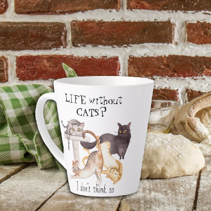 Cute Life Without Cats Latte Mug