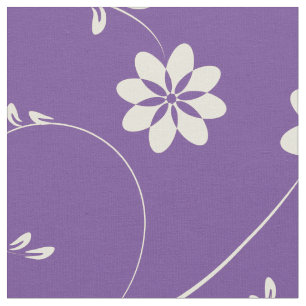 Cute Light Beige & Purple Floral Pattern Fabric