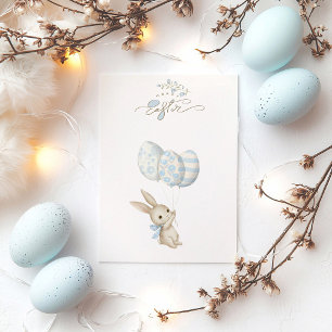 Cute Light Blue Baby Bunny Easter Holiday Postcard