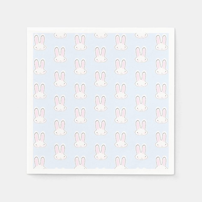 Cute Light blue bunny rabbit fun modern pattern Napkin (Front)