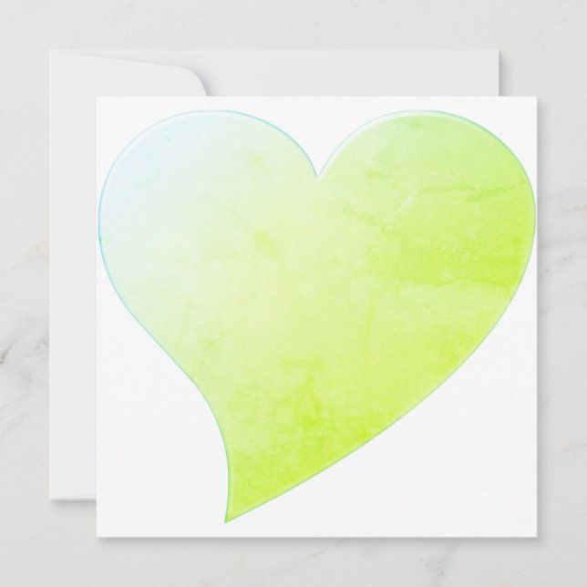 Cute light blue green big heart modern card (Front)