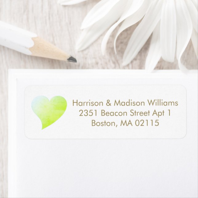 Cute light blue green heart custom Return Address (Insitu)