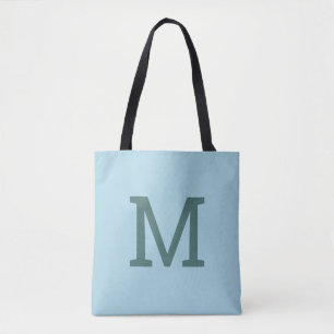 Cute Light Blue Monogram Initial Tote Bag
