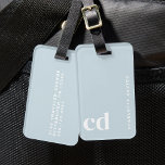 Cute Light Blue Monogram  Luggage Tag<br><div class="desc">Make travel stylish with these personalised luggage tags. Perfect for any traveller, these custom luggage tags add a unique touch, making it easy to spot your bag. These cute luggage tags are ideal for Christmas gift ideas, whether for teenage girls or women. Thoughtful and practical, they’re great Christmas gifts that...</div>