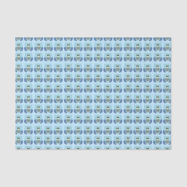 Cute Light Blue Owl Pattern  Tissue Paper (Front)