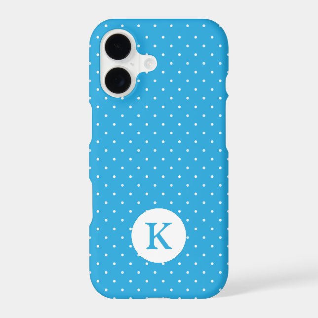 Cute Light Blue Polka Dot Pattern Monogram (Back)