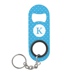 Cute Light Blue Polka Dot Pattern Monogram