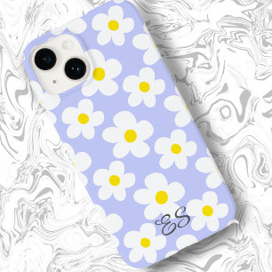 Cute light blue retro daisies on girly floral Case-Mate iPhone 14 case