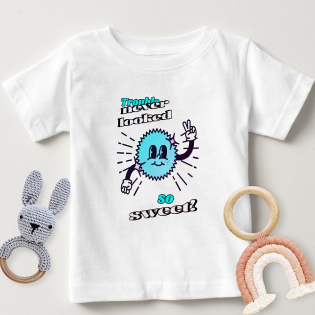 Cute Light Blue Trouble Never Looked So Sweet  Baby T-Shirt (Creator Uploaded)
